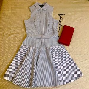 Armani Exchanges Blue & White Stripe Skater Dress